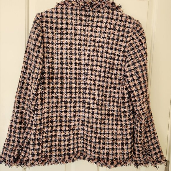 Elegant Tweed Blazer - Pink and Black - Picture 3 of 13